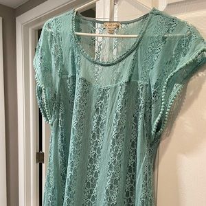 Sea foam green lace top